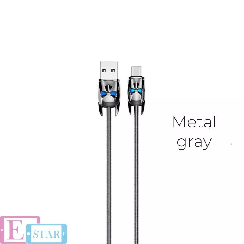 Кабель для заряджання та передачі даних Hoco U30 Shadow Knight Type-C Metal Gray (Сірий)