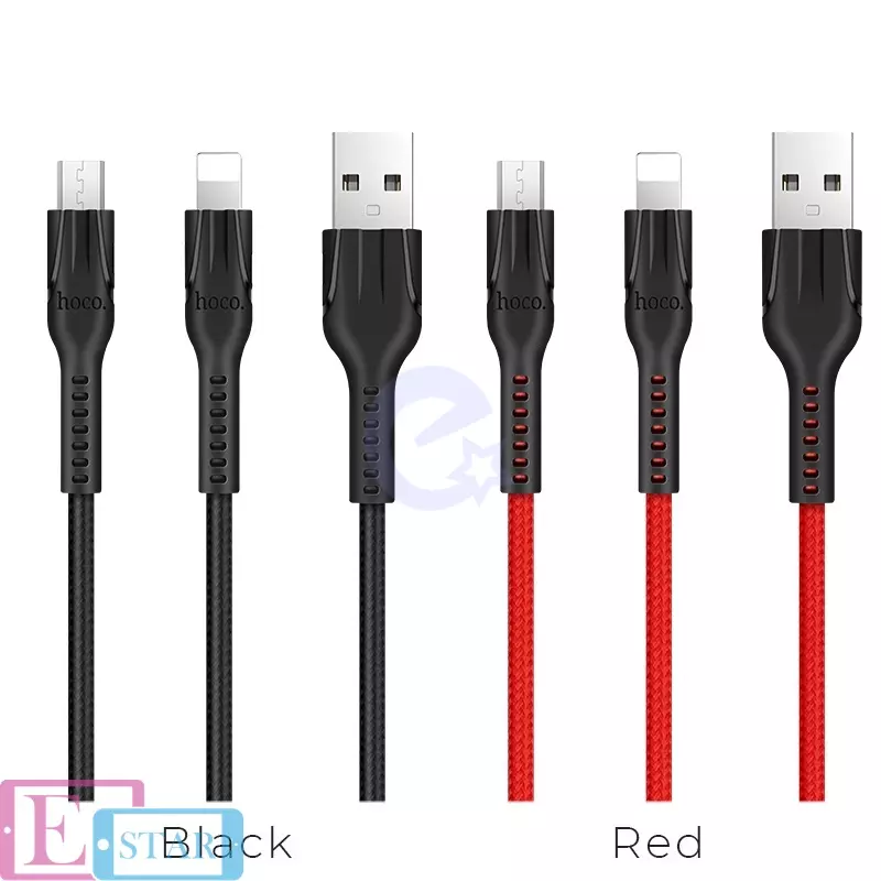 Кабель для зарядки и передачи данных Hoco U31 Benay Lightning Micro-USB Red (Красный)