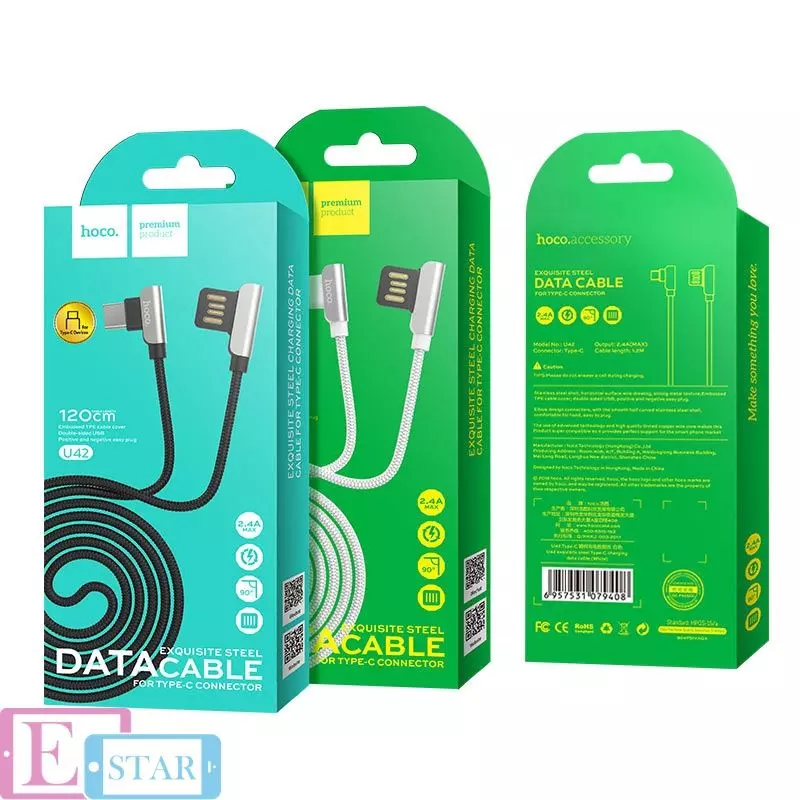 Кабель для зарядки и передачи данных Hoco U42 Exquisite Steel Type-C Black (Черный) Кабель для зарядки и передачи данных Hoco U42 Exquisite Steel Type-C Black (Черный)