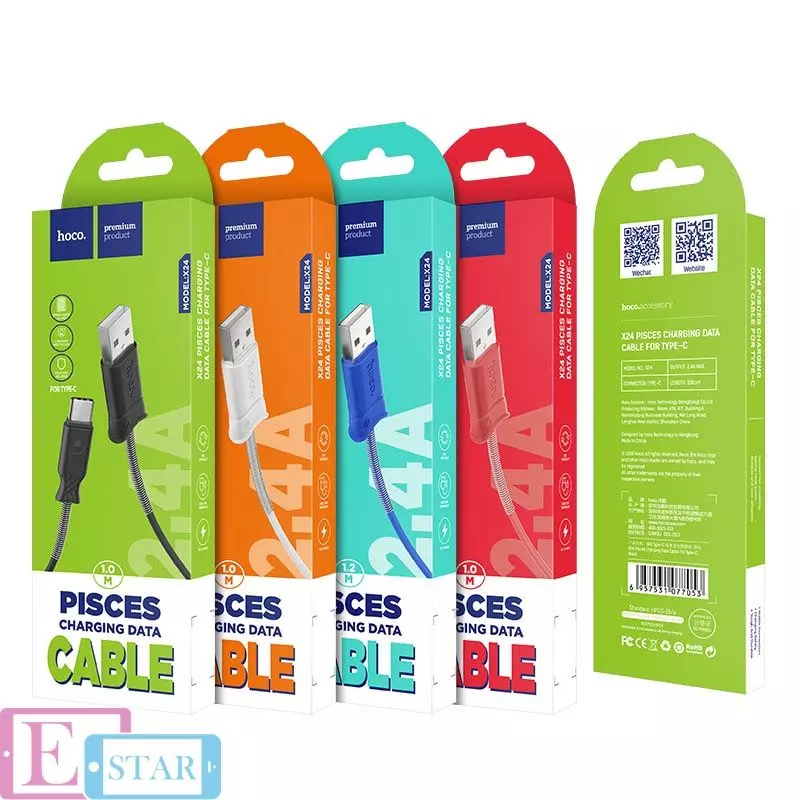 Кабель для зарядки и передачи данных Hoco X24 Pisces USB to Type-C Blue (Синий) Кабель для зарядки и передачи данных Hoco X24 Pisces USB to Type-C Blue (Синий)