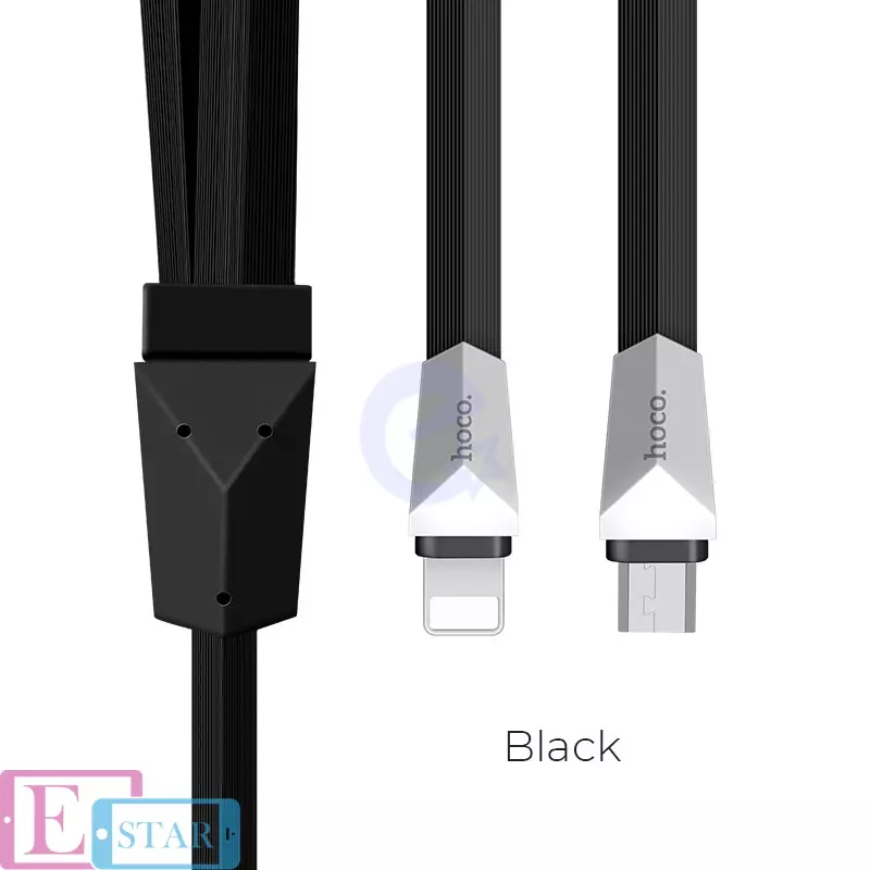 Кабель для зарядки и передачи данных 2 в 1 Hoco X4 Lightning Micro-USB Black (Черный)