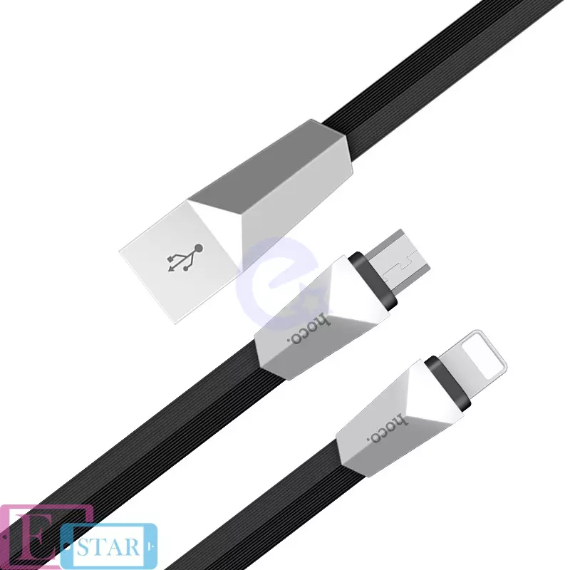 Кабель для зарядки и передачи данных 2 в 1 Hoco X4 Lightning Micro-USB Black (Черный)