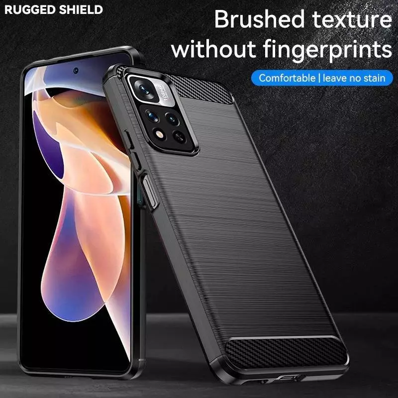 Протиударний чохол бампер для Xiaomi Poco M4 Pro iPaky Carbon Fiber Black (Чорний)