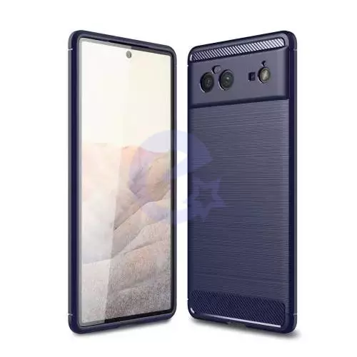 Противоударный чехол бампер для Google Pixel 7 iPaky Carbon Fiber Blue (Синий)