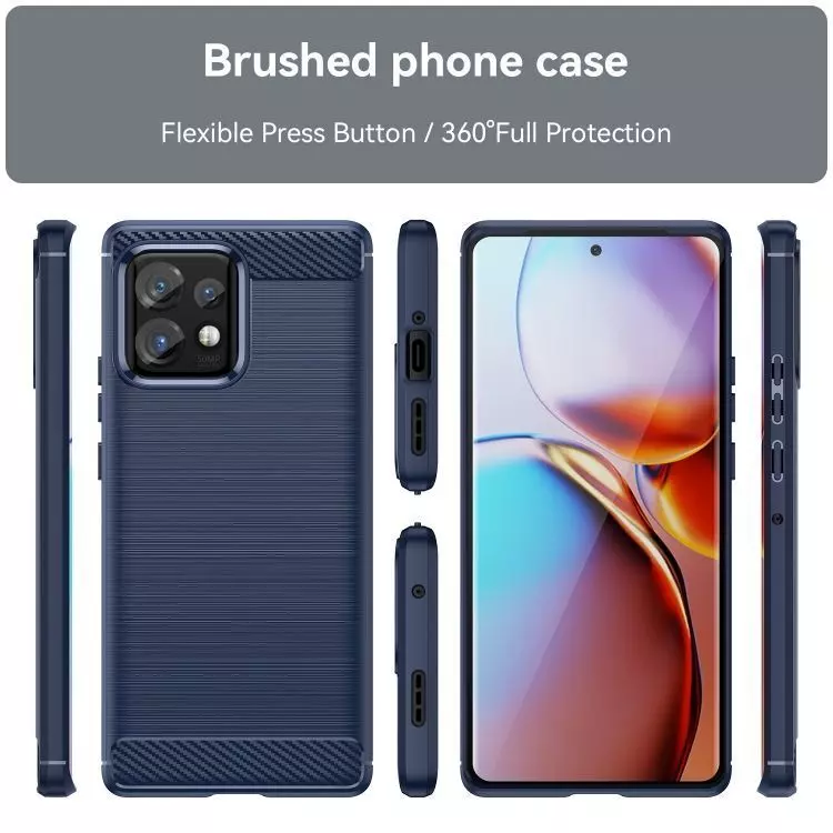 Протиударний чохол бампер для Motorola Moto X40 iPaky Carbon Fiber Blue (Синій)