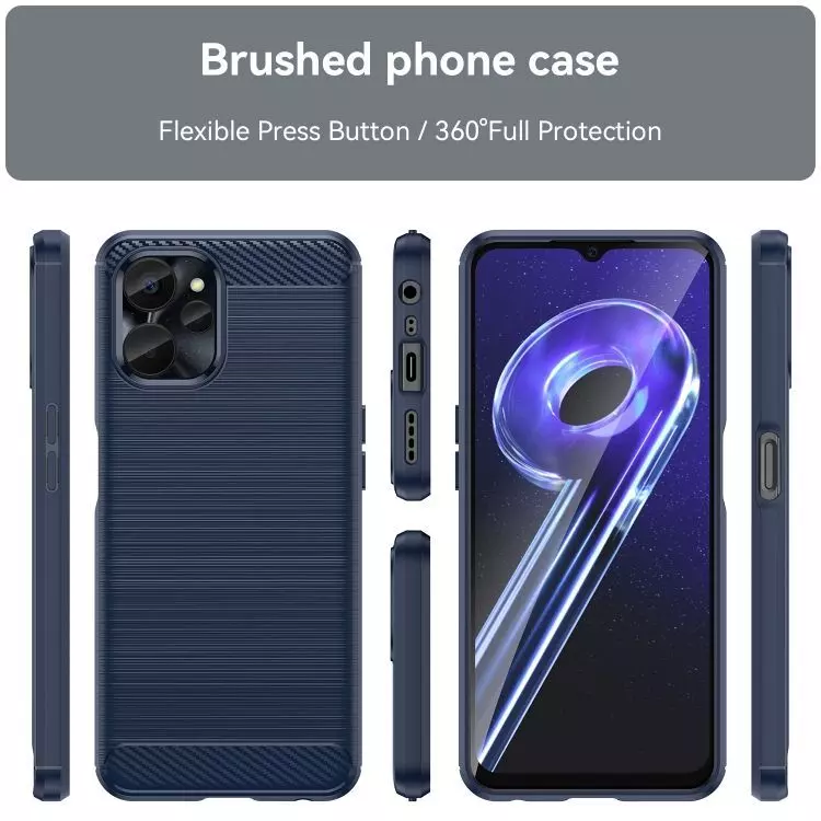 Противоударный чехол бампер для Realme 10 5G iPaky Carbon Fiber Blue (Синий)