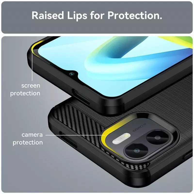 Противоударный чехол бампер для Xiaomi Redmi A1 Plus / Redmi A2+ iPaky Carbon Fiber Blue (Синий)