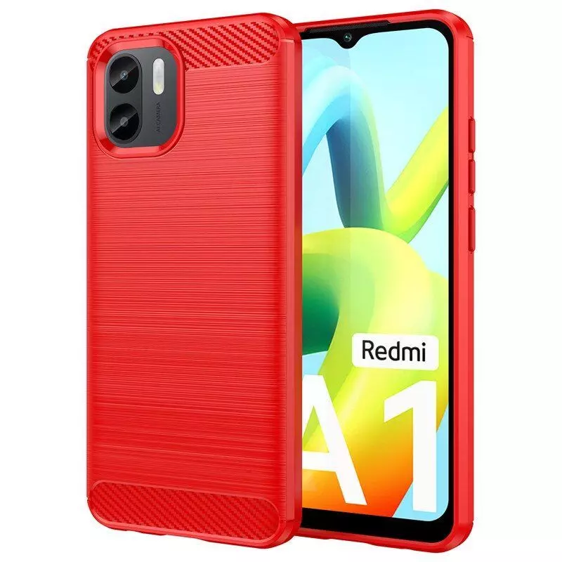 Противоударный чехол бампер для Xiaomi Redmi A1 Plus / Redmi A2+ iPaky Carbon Fiber Red (Красный)