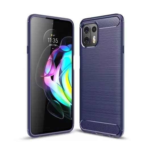 Противоударный чехол бампер для Motorola Edge 20 Lite iPaky Carbon Fiber Blue (Синий)