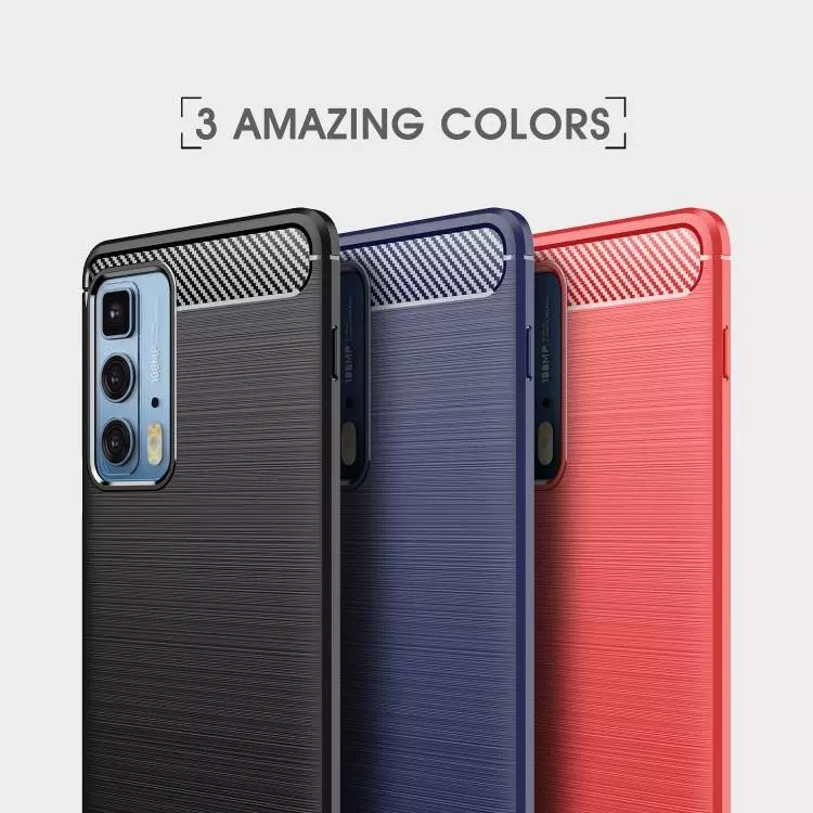 Противоударный чехол бампер для Motorola Edge 20 Pro iPaky Carbon Fiber Blue (Синий)