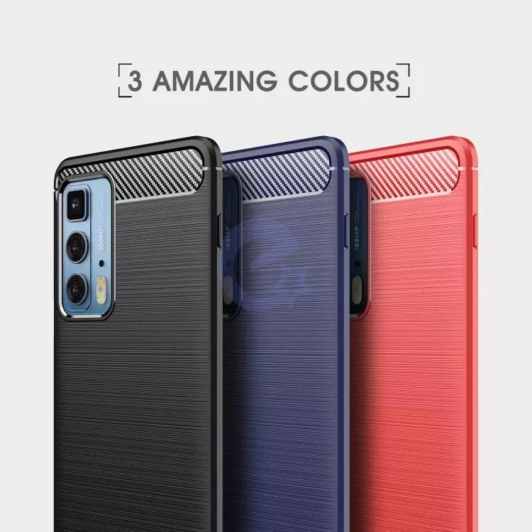 Противоударный чехол бампер для Motorola Edge 20 Lite iPaky Carbon Fiber Red (Красный)