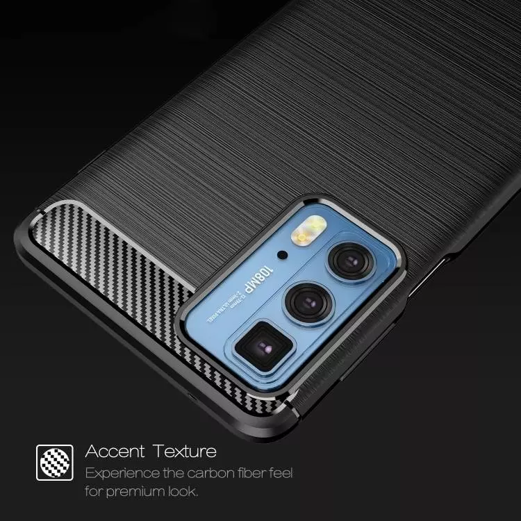 Противоударный чехол бампер для Motorola Edge 20 Pro iPaky Carbon Fiber Blue (Синий)