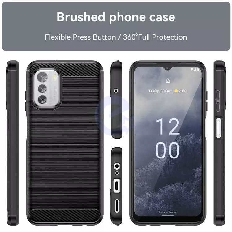 Противоударный чехол бампер для Nokia C31 iPaky Carbon Fiber Blue (Синий)