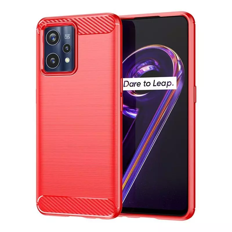 Противоударный чехол бампер для Realme 9 5G / 9 Pro iPaky Carbon Fiber Red (Красный)