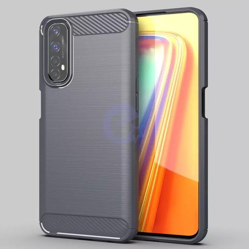Противоударный чехол бампер для Realme V15 iPaky Carbon Fiber Grey (Серый)