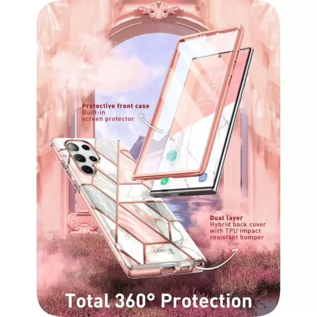 Противоударный чехол бампер i-Blason Cosmo для Samsung Galaxy S23 Ultra Marble Pink (Розовый Мрамор)