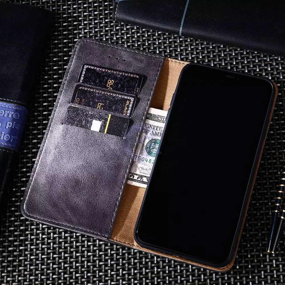 Чехол книжка для OnePlus 9R / 8T idools Retro Black (Черный)