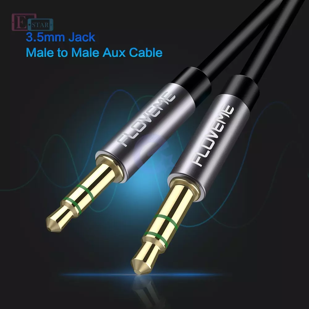 Кабель AUX Floveme Jack 3,5 мм (папа-папа) для смартфонов Black (Черный) Кабель AUX Floveme Jack 3,5 мм (папа-папа) для смартфонов Black (Черный)