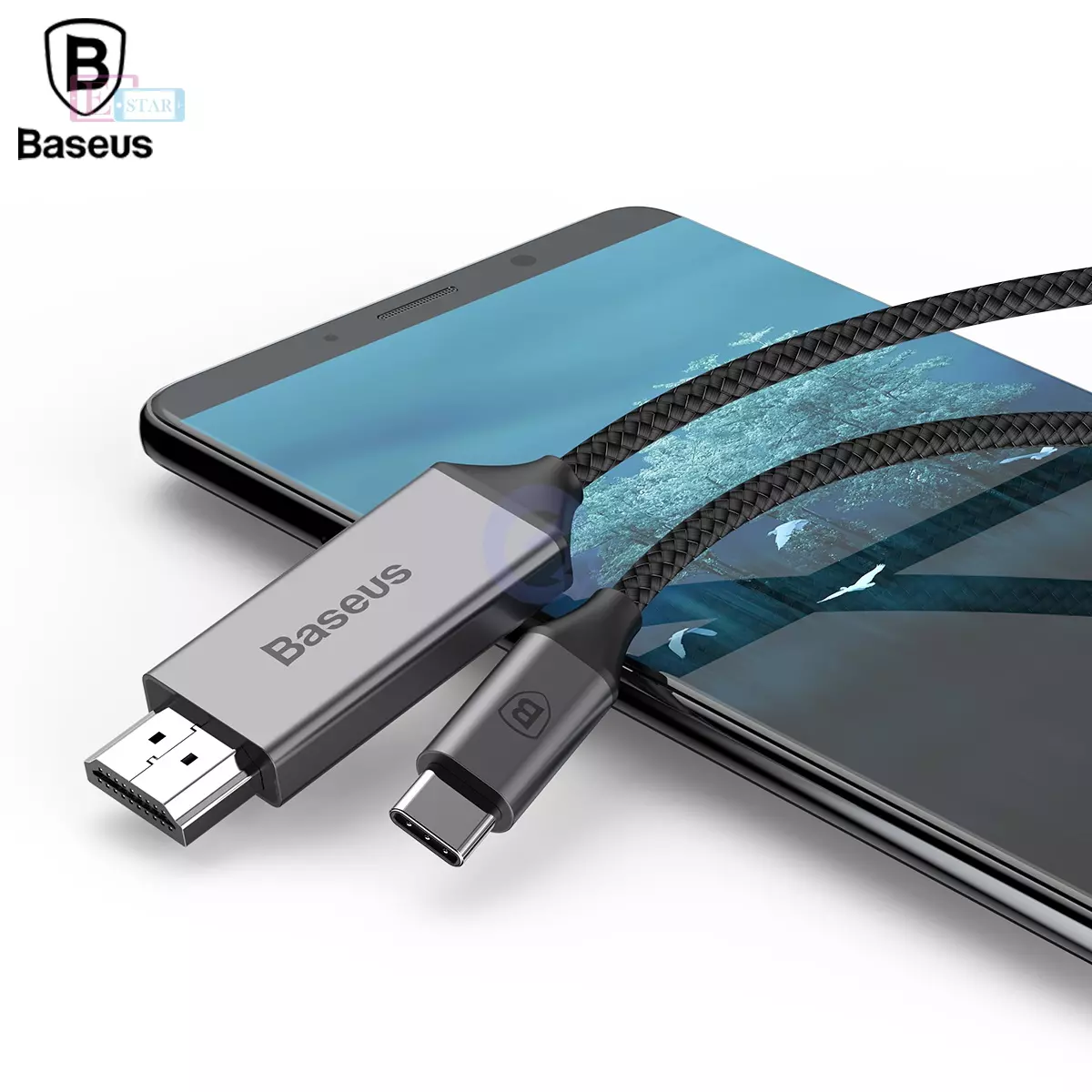 Кабель для зарядки Baseus Video Type C to HDMI Adapter Cable Space Gray (Черный) NP021180R01BS Кабель для зарядки Baseus Video Type C to HDMI Adapter Cable Space Gray (Черный) NP021180R01BS