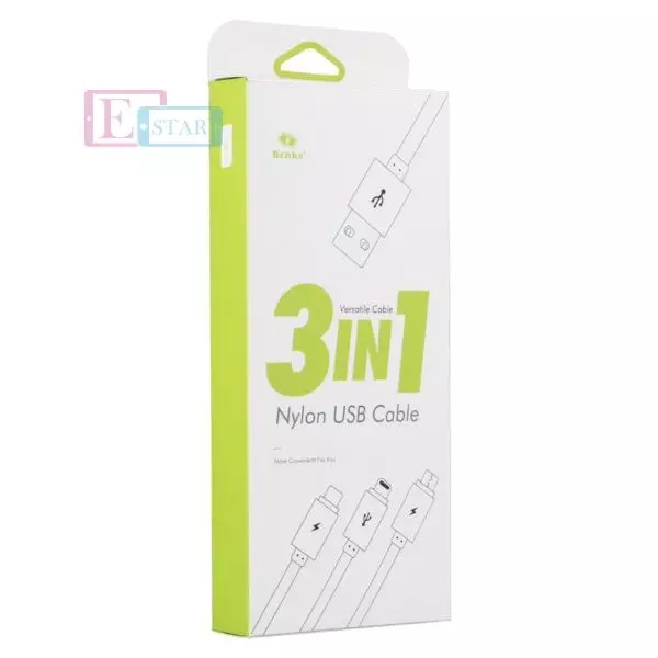 Кабель для зарядки Benks D15 3 in 1 Lighting/ Micro USB & Type C Cable 1.2m Gray (Серый) 600451GRY Кабель для зарядки Benks D15 3 in 1 Lighting/ Micro USB & Type C Cable 1.2m Gray (Серый) 600451GRY