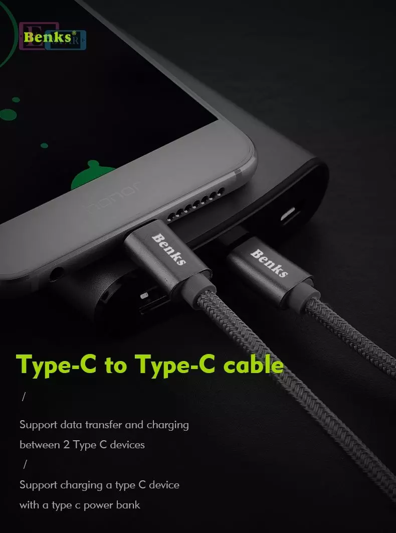 Кабель для зарядки и передачи данных Benks D14 Type C to Type C Charge Cable для смартфонов и планшетов Gray (Серый)