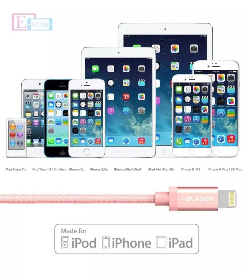 Кабель для зарядки и передачи данных I-Blason Charge 6ft and Sync Lightning Cable for Apple Devices Rose Gold (Розовое Золото) 796762320486 Кабель для зарядки и передачи данных I-Blason Charge 6ft and Sync Lightning Cable for Apple Devices Rose Gold (Розовое Золото) 796762320486