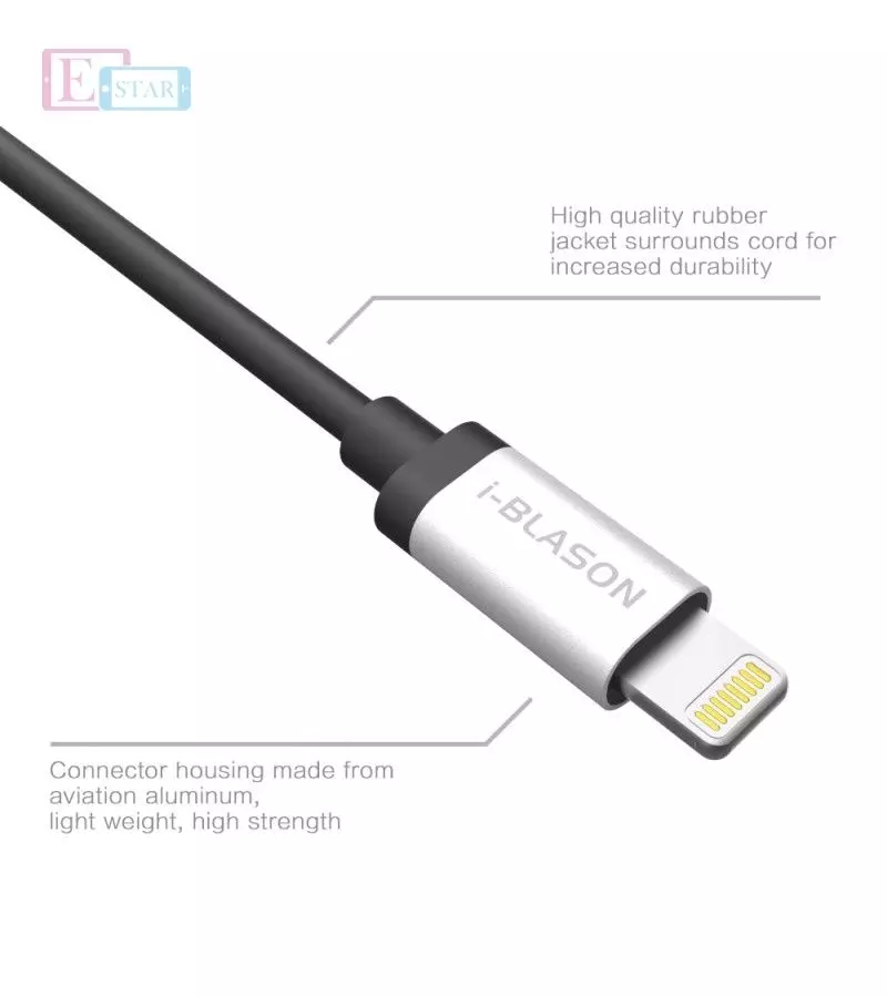 Кабель для заряджання та передачі даних I-Blason Charge 6ft and Sync Lightning Cable for Apple Devices Black (Чорний) 796762320479 Кабель для заряджання та передачі даних I-Blason Charge 6ft and Sync Lightning Cable for Apple Devices Black (Чорний) 796762320479