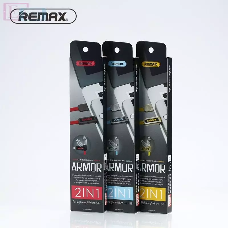 Кабель для заряджання та передачі даних Remax Armor 2in1 Lightning / Micro USB Blue (Синій) RC-067t Кабель для заряджання та передачі даних Remax Armor 2in1 Lightning / Micro USB Blue (Синій) RC-067t