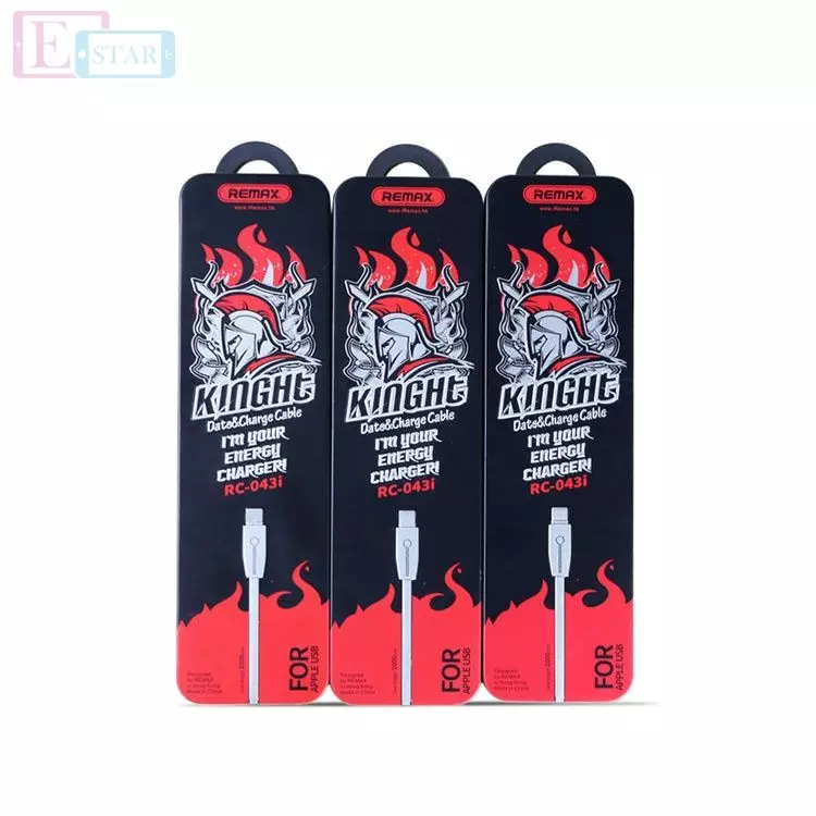 Кабель для заряджання та передачі даних Remax Knight Lightning 1m Black / Grey (Чорний/Сірий) RC-043i