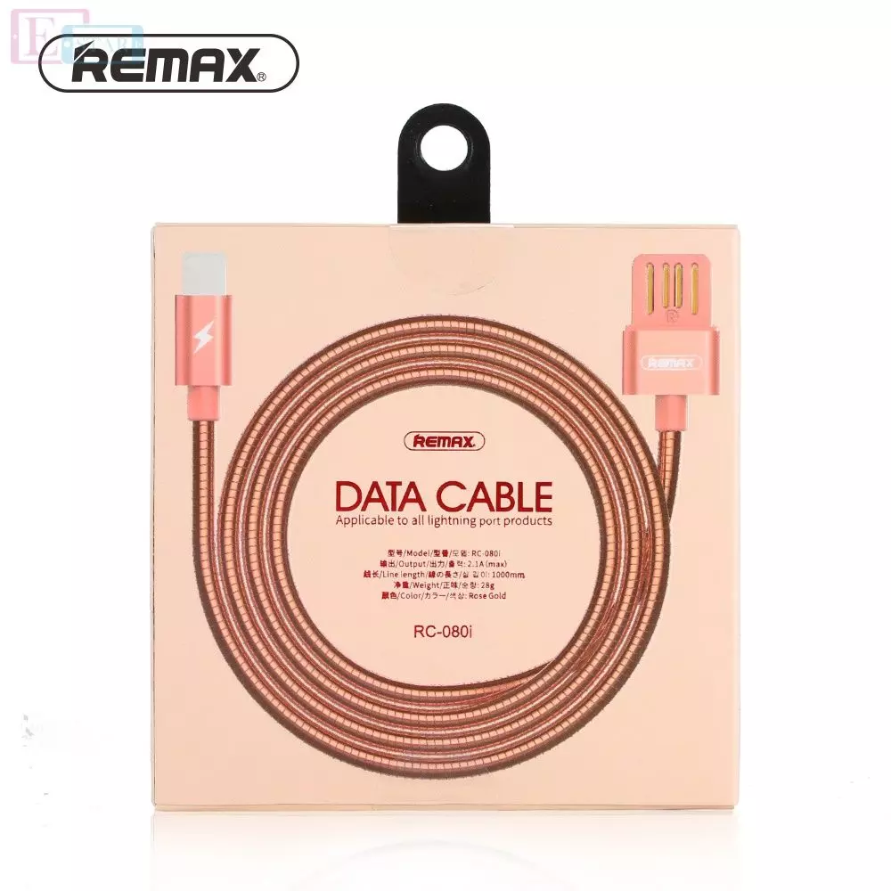 Кабель для заряджання та передачі даних Remax Metal Serpent Lightning Cable Rose Gold (Рожеве золото) RC-080i Кабель для заряджання та передачі даних Remax Metal Serpent Lightning Cable Rose Gold (Рожеве золото) RC-080i