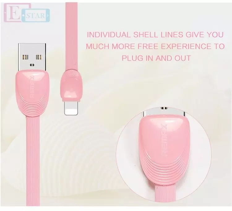 Кабель для заряджання та передачі даних USB Remax Shell Lightning Pink (Рожевий) RC-040i Кабель для заряджання та передачі даних USB Remax Shell Lightning Pink (Рожевий) RC-040i
