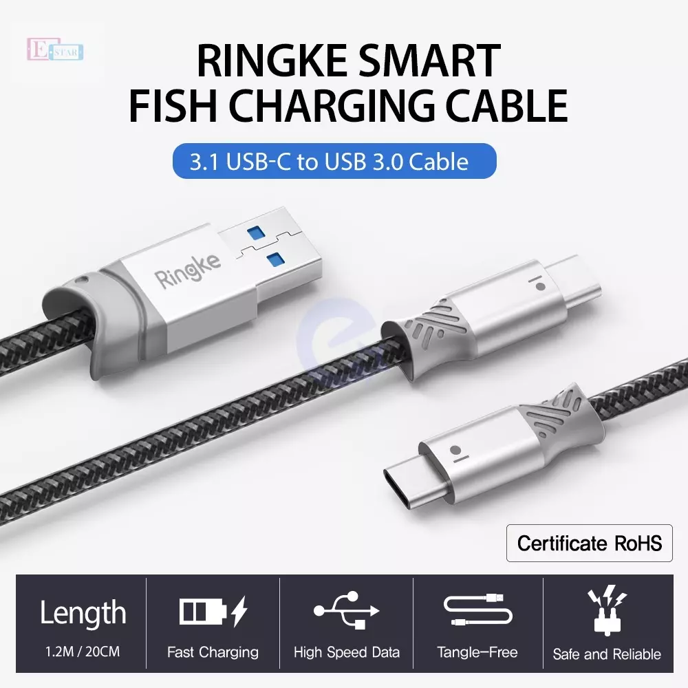 Кабель для зарядки Ringke Fish Cable USB to Type C Cable Gray (Серый) 8809550347809