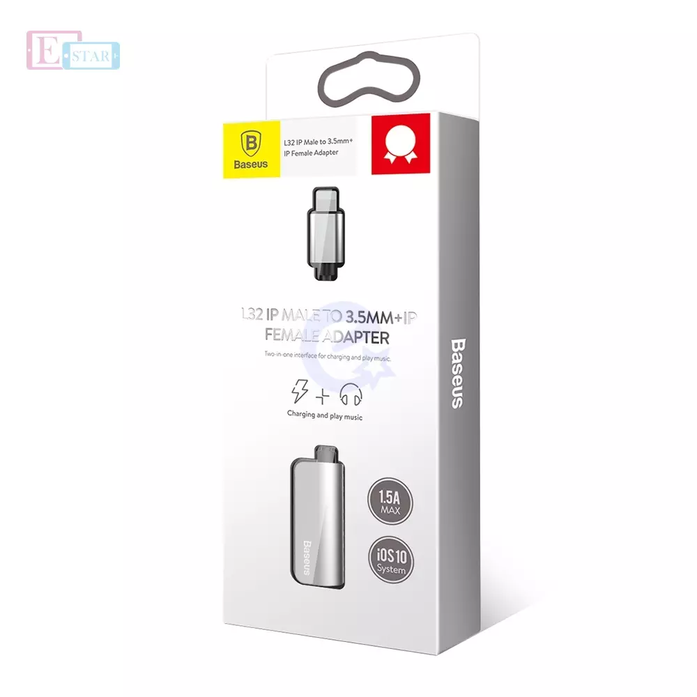 Кабель перехідник Baseus L32 Double Socket Lightning 2in1 to Jack 3.5mm / Lightining Adapter Cable Red (Червоний) CALL32-09