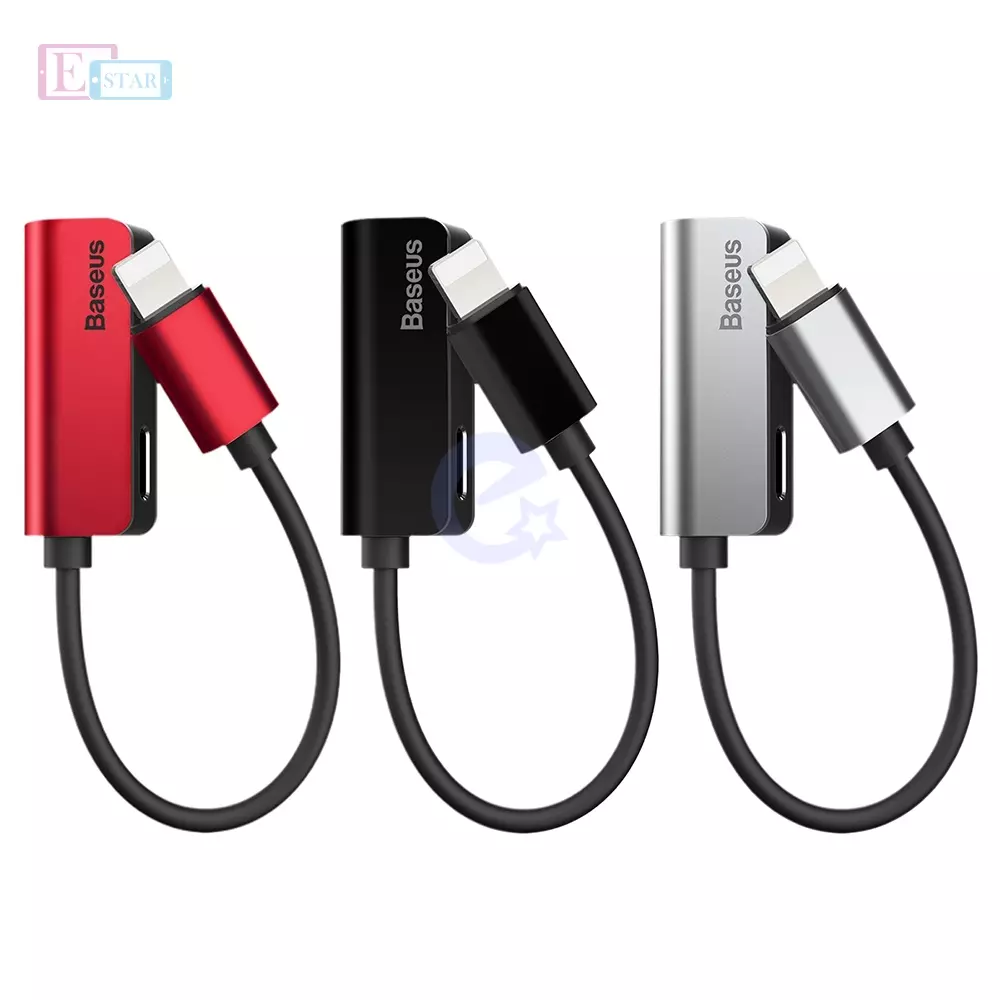 Кабель перехідник Baseus L32 Double Socket Lightning 2in1 to Jack 3.5mm / Lightining Adapter Cable Red (Червоний) CALL32-09