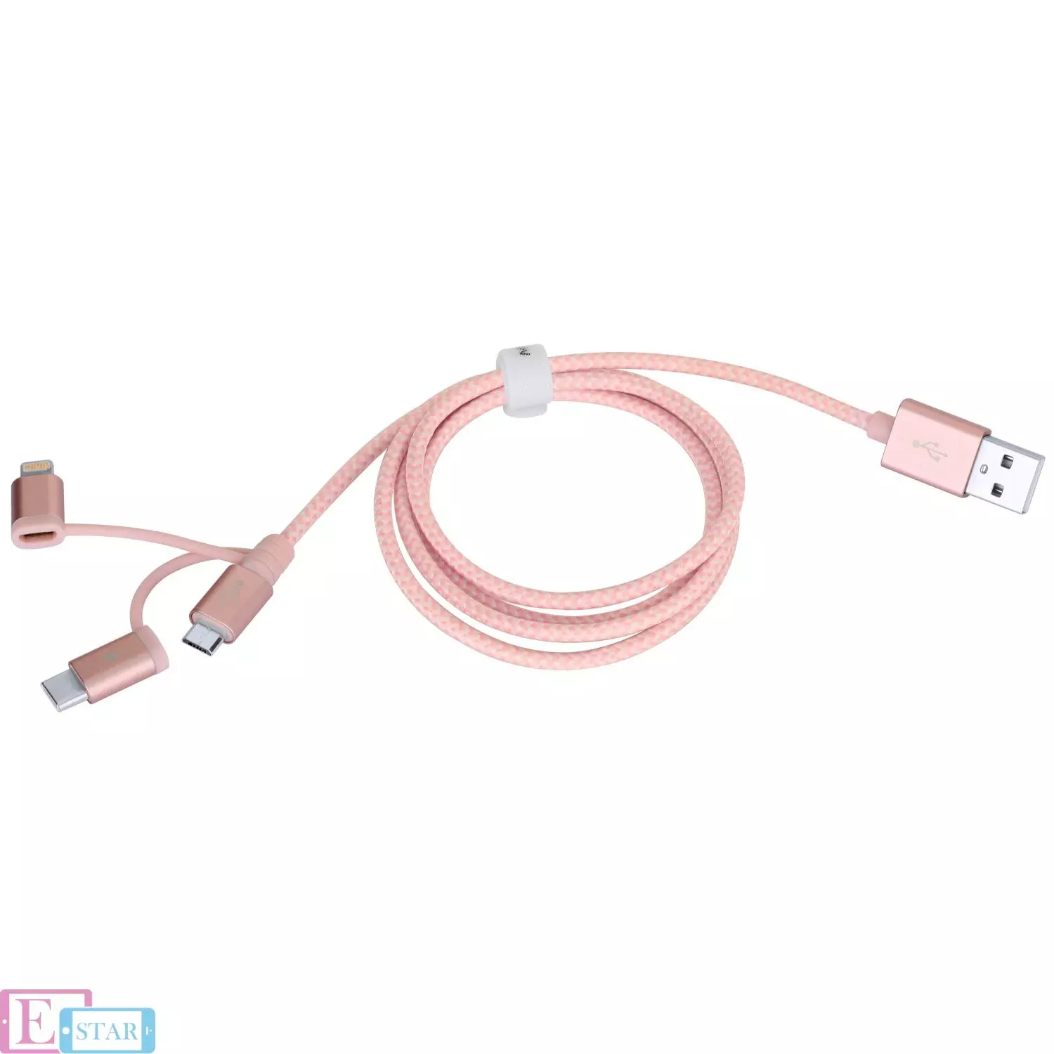 Кабель для зарядки Momax OneLink 3-in-1 (USB-A to Micro/Lightning/Type C) Pink (Розовый) DX1 Кабель для зарядки Momax OneLink 3-in-1 (USB-A to Micro/Lightning/Type C) Pink (Розовый) DX1