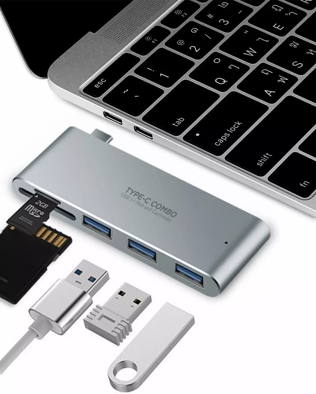 Мультіадаптер Anomaly Combo USB хаб та кард-рідер 5 в 1 Type-С Gray (Сірий) Мультіадаптер Anomaly Combo USB хаб та кард-рідер 5 в 1 Type-С Gray (Сірий)