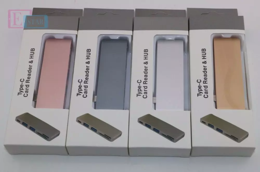 Мультіадаптер Anomaly USB хаб та кард-рідер 5 в 1 Type-C Gold (Золотий)