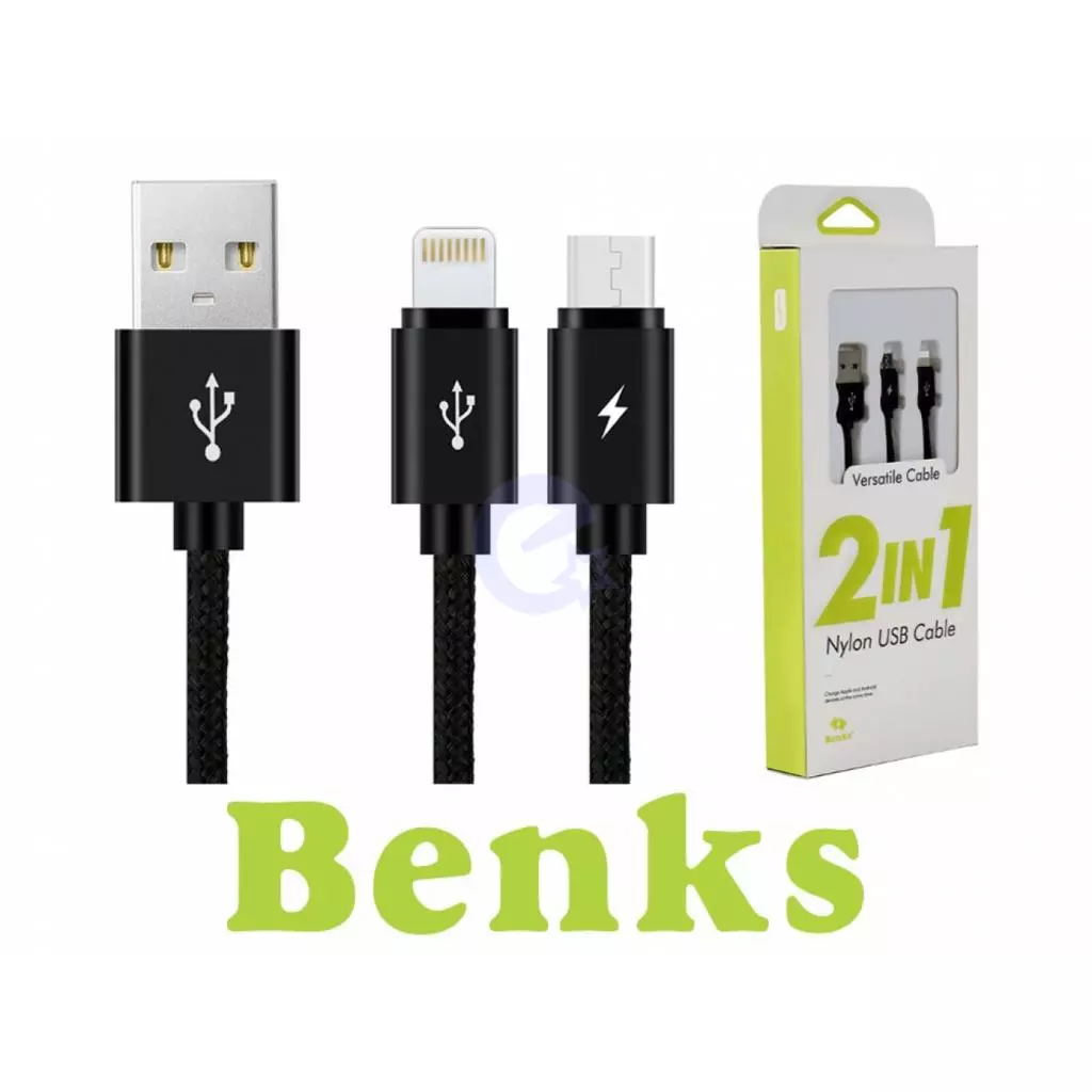 Оригинальный кабель для зарядки Benks D10 2 в 1 Micro USB + Lightning Rose Gold (Розовое Золото)