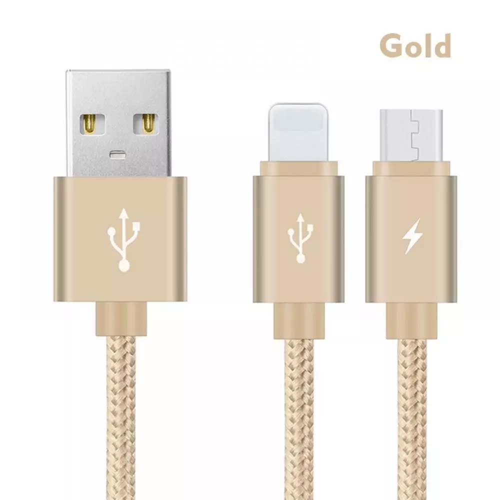 Оригинальный кабель для зарядки Benks D10 2 в 1 Micro USB + Lightning Gold (Золотой) Оригинальный кабель для зарядки Benks D10 2 в 1 Micro USB + Lightning Gold (Золотой)
