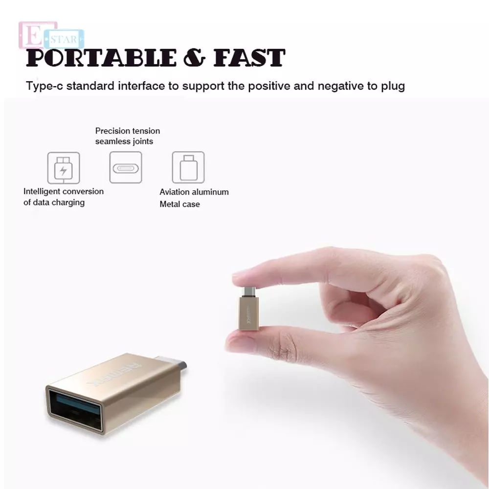 Перехідник Remax Type C OTG Adapter для планшетів та смартфонів Gold (Золотий) RA-OTG1