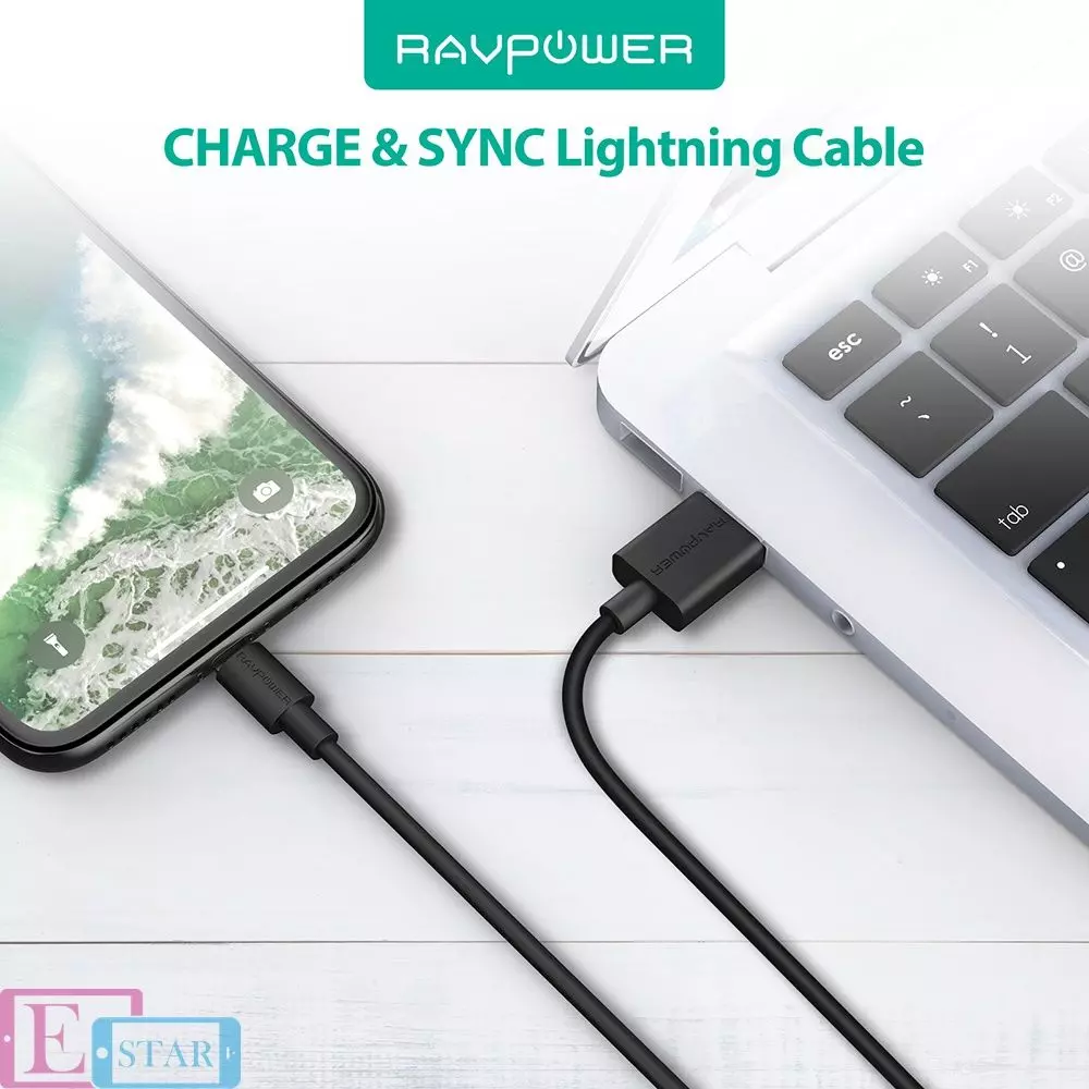 Кабель RAVPower MFI 3ft/1m Lightning Cable Black (Черный) RP-CB030 Кабель RAVPower MFI 3ft/1m Lightning Cable Black (Черный) RP-CB030