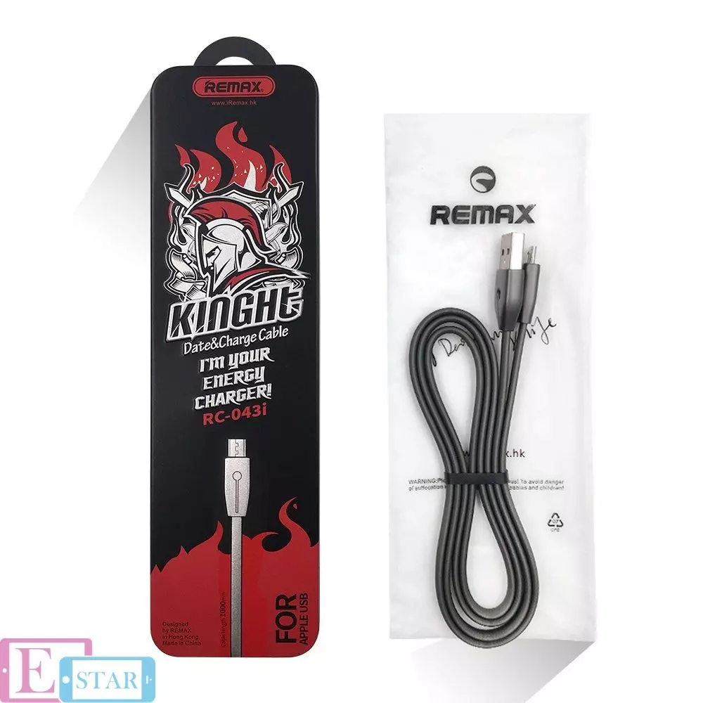 Кабель для заряджання та передачі даних Remax Knight Micro USB 1m Black (Чорний) RC-043m Кабель для заряджання та передачі даних Remax Knight Micro USB 1m Black (Чорний) RC-043m