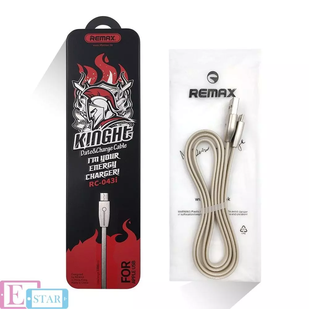 Кабель для заряджання та передачі даних Remax Knight Micro USB 1m Gold (Золото) RC-043m Кабель для заряджання та передачі даних Remax Knight Micro USB 1m Gold (Золото) RC-043m