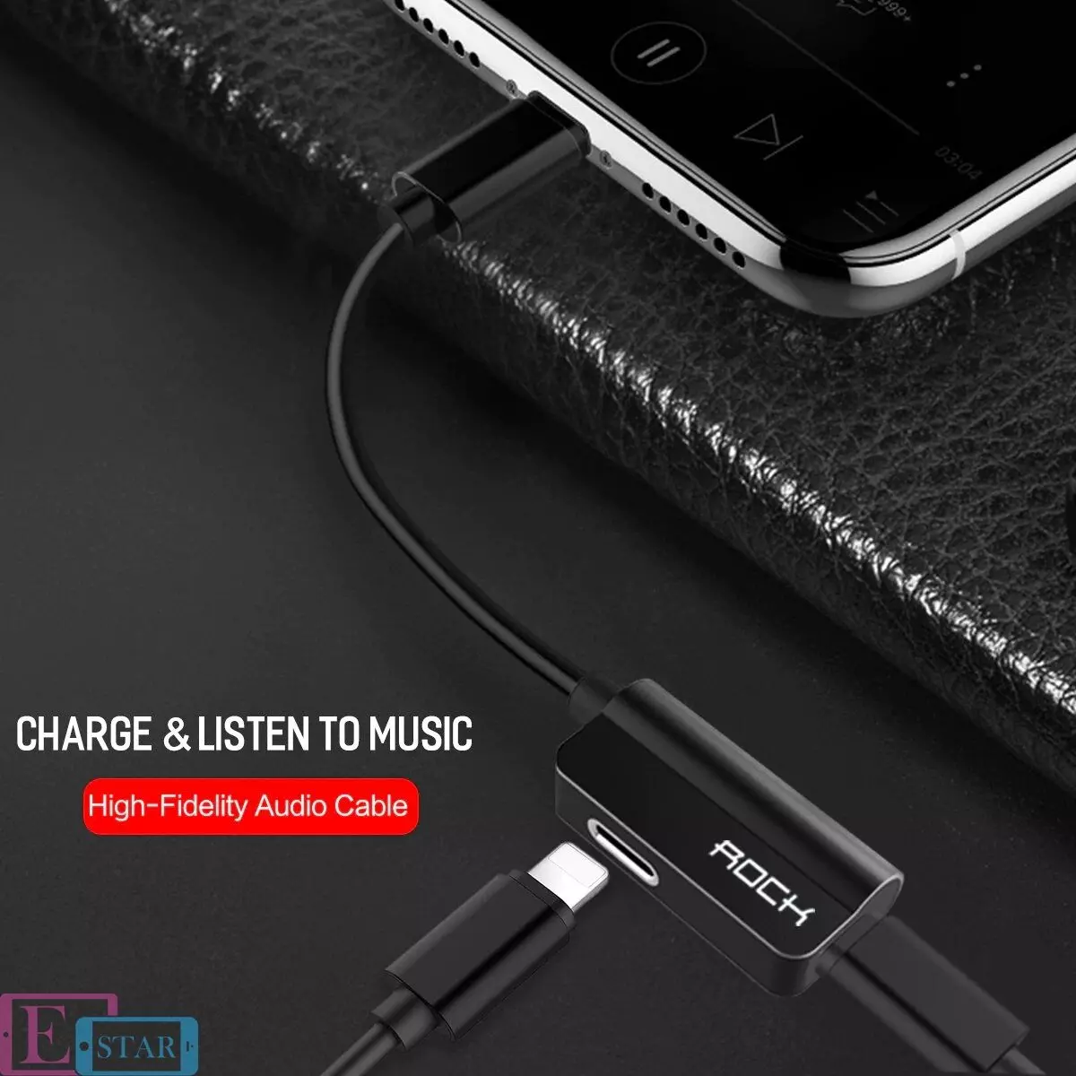 Адаптер Rock Lightning Metal Charge&amp;Audio 2 in 1 version B Red (Червоний) RCB0588