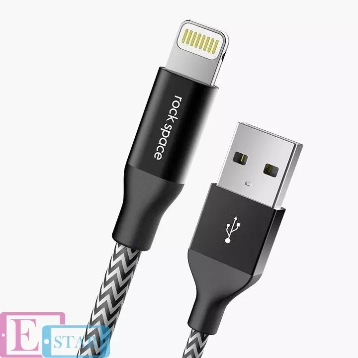 Кабель для заряджання та передачі даних Rock Space M4 Metal Charge & Sync round cable Black (Чорний) Кабель для заряджання та передачі даних Rock Space M4 Metal Charge & Sync round cable Black (Чорний)