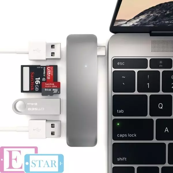 USB-хаб Satechi Type-C USB 3-in-1 Hub Space Gray (Сірий) ST-TCUHM USB-хаб Satechi Type-C USB 3-in-1 Hub Space Gray (Сірий) ST-TCUHM