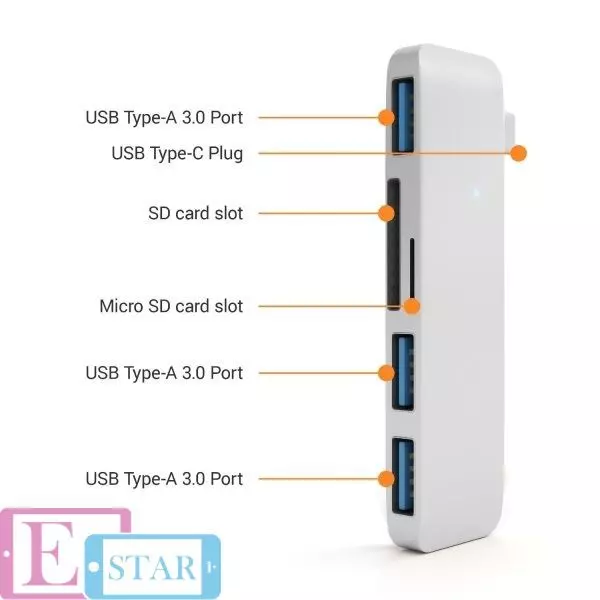 USB-хаб Satechi Type-C USB 3-in-1 Hub Silver (Срібний) ST-TCUHS USB-хаб Satechi Type-C USB 3-in-1 Hub Silver (Срібний) ST-TCUHS