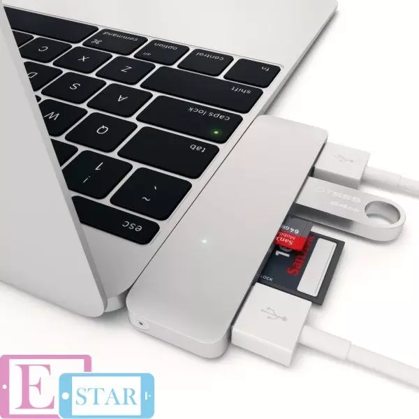 USB-хаб Satechi Type-C USB 3-in-1 Hub Silver (Срібний) ST-TCUHS USB-хаб Satechi Type-C USB 3-in-1 Hub Silver (Срібний) ST-TCUHS
