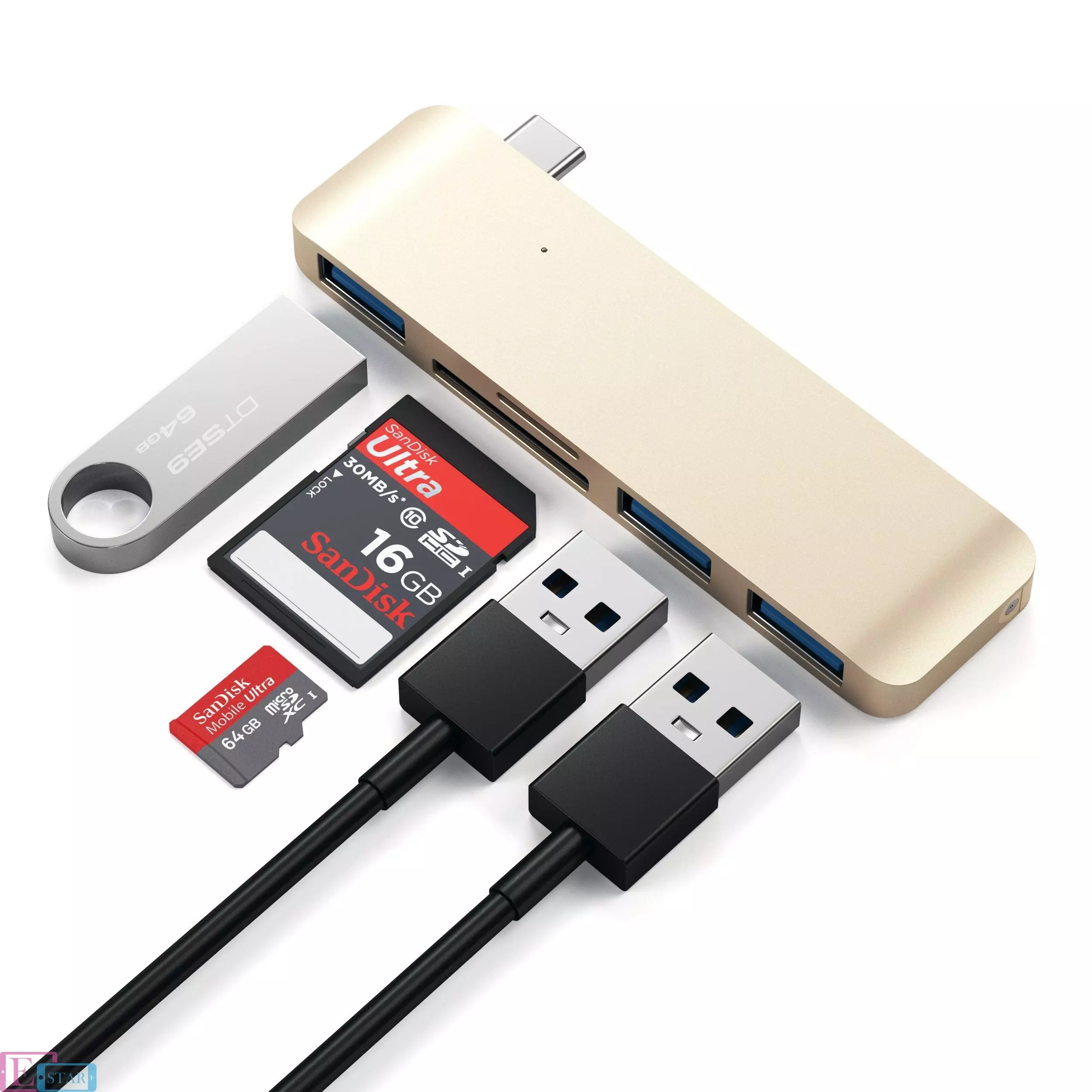 USB-хаб Satechi Type-C USB 3-in-1 Hub Gold (Золото) ST-TCUHG USB-хаб Satechi Type-C USB 3-in-1 Hub Gold (Золото) ST-TCUHG