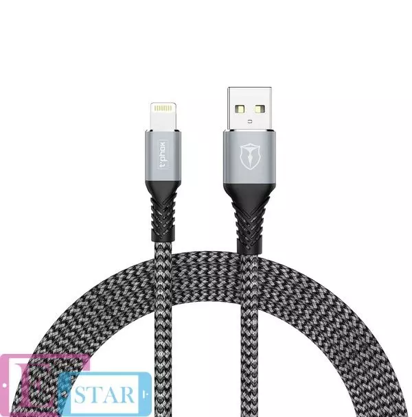 Кабель T-PHOX Jagger T-L814 Lightning - 1m Grey (Серый)